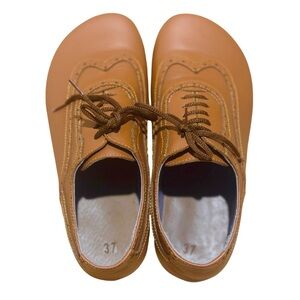 Handmade Tan Leather Oxfords Wide Toebox Size EU 37